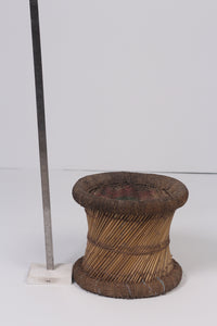 Weathered brown cane stool  1.5'x 1.5'ft - GS Productions