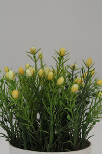 White Planter with Artificial Green & Yellow Plant 2.5" x 2.5" - GS Productions