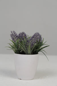 White Planters with Artificial Green & Purple Plant 2.5" x 2.5" - GS Productions