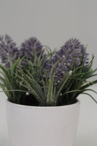 White Planters with Artificial Green & Purple Plant 2.5" x 2.5" - GS Productions