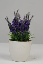 Load image into Gallery viewer, White Planter with Artificial Green &amp; Purple Plant 2.5&quot; x 2.5&quot; - GS Productions
