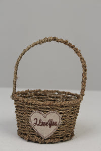 Brown Jute Rope Weaved Basket with Handle 6" x 9" - GS Productions