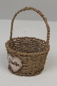 Brown Jute Rope Weaved Basket with Handle 6" x 9" - GS Productions