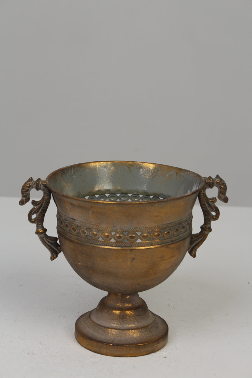 Antique Gold Victorian Urns/Planter/Decoration Piece (Metal) 10
