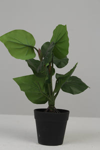 Set of 2 Black Planter with Artificial Green Plant 3.5" x 3.5" - GS Productions