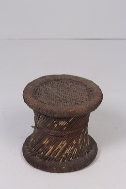 Brown weathered cane stool  1.5'x 1.5'ft - GS Productions