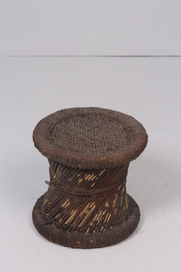 Brown weathered cane stool  1.5'x 1.5'ft - GS Productions
