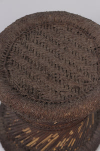 Brown weathered cane stool  1.5'x 1.5'ft - GS Productions