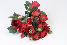 Load image into Gallery viewer, Red &amp; Green Artificial Rose Flower Bunch 10&quot; x10&quot; - GS Productions
