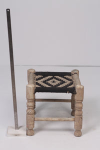 Black & beige weaved stool 1.5'x 1.5'ft - GS Productions