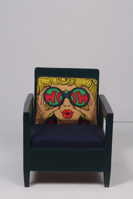 Deep teal green & Yellow retro sofa chair 2'x 2.5'ft - GS Productions