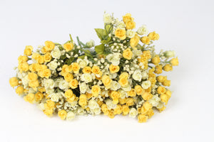 Yellow, Off-white & Green Artificial Bunch of Flowers 20" x 12" - GS Productions