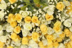 Yellow, Off-white & Green Artificial Bunch of Flowers 20" x 12" - GS Productions