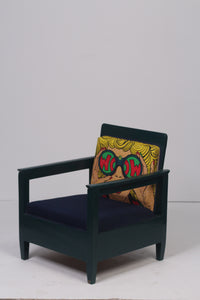 Deep teal green & Yellow retro sofa chair 2'x 2.5'ft - GS Productions