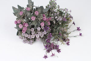 Purple, Lilic, Pink & Dull Green Artificial Bunch of Small Flowers 18" x 10" - GS Productions