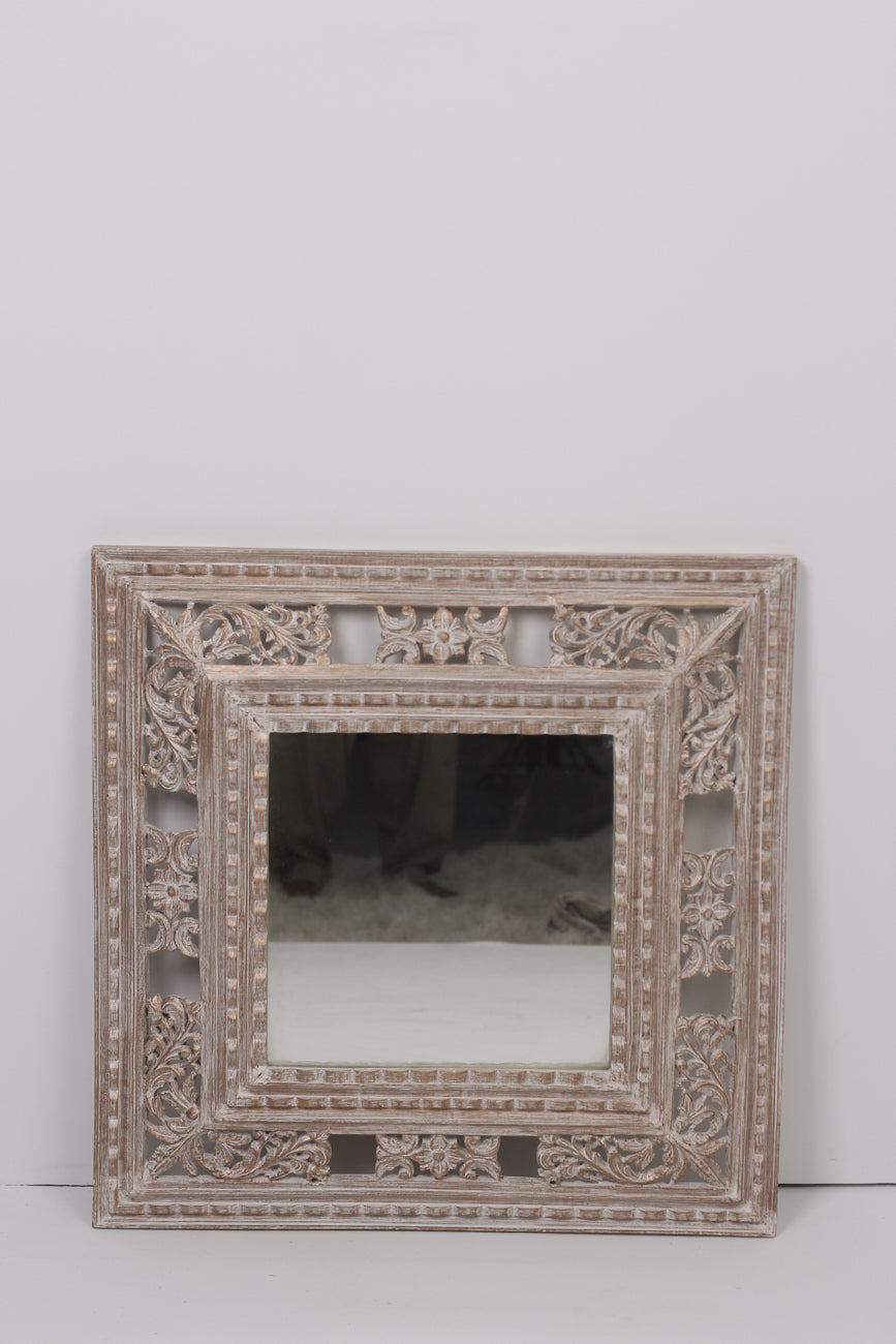 White & gold unique fully carved Mirror 2.5'x2.5'ft - GS Productions