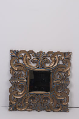 Dull gold & Blue finished fully carved Mirror 2.5'x2.5'ft - GS Productions