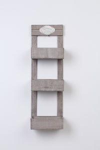 Textured Grey Three Layered Wall Mount Wooden Planter 7" x 23" - GS Productions