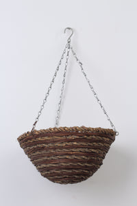 Beige & Brown Cane Weaved Hanging Basket 18" x 26" - GS Productions