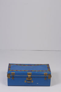 Blue & Gold hand painted Trunk 2.5' x 1'ft - GS Productions