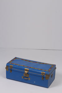 Blue & Gold hand painted Trunk 2.5' x 1'ft - GS Productions