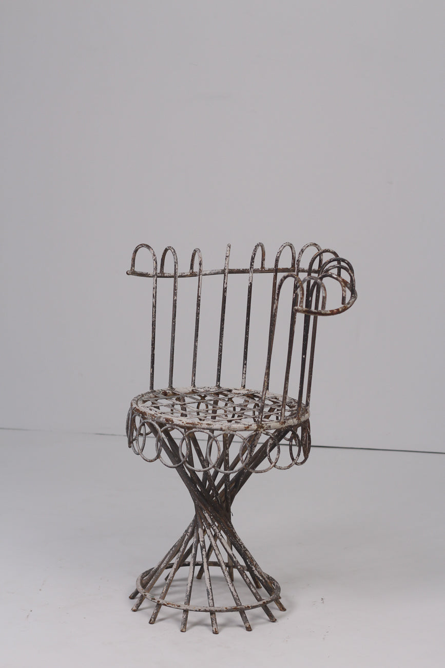 Weathered white & brown metal unique chair 1.5' x 3'ft - GS Productions