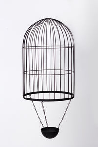 Black Hanging Cage Planter in Metal 18" x 32" - GS Productions