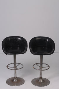 Set of 2 Black leather high stools 1' x3.5'ft - GS Productions
