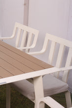 Load image into Gallery viewer, Set of 6 White &amp; brown outdoor Chairs &amp; Table - GS Productions
