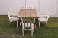 Load image into Gallery viewer, Set of 6 White &amp; brown outdoor Chairs &amp; Table - GS Productions

