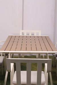Set of 6 White & brown outdoor Chairs & Table - GS Productions