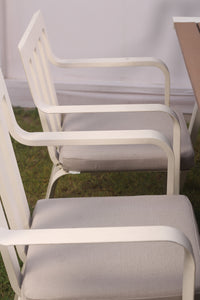 Set of 6 White & brown outdoor Chairs & Table - GS Productions