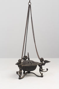 Black Original Antique Brass Hanging with Cupids 12" x 25" - GS Productions