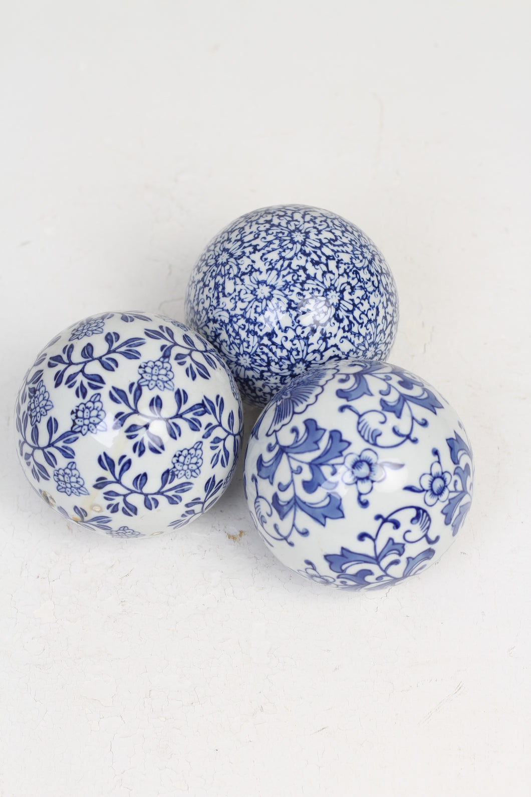 Blue High Gloss Hand Painted Ceramic Balls in Chinese Art - GS Productions