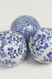 Blue High Gloss Hand Painted Ceramic Balls in Chinese Art - GS Productions