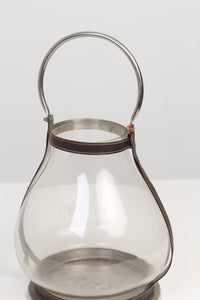 Set of 2 Brown & Glass Candle Lantern 10" x 20" - GS Productions