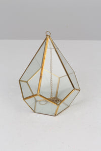 Golden Brass and Glass Hanging Lantern 10" x 15" - GS Productions