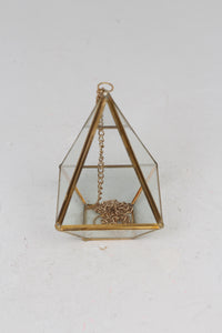 Golden Brass and Glass Hanging Lantern 7" x 10" - GS Productions
