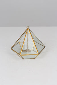 Golden Brass and Glass Hanging Lantern 10" x 17" - GS Productions