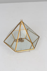 Golden Brass and Glass Hanging Lantern 10" x 17" - GS Productions