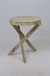Textured Off-White Cross Legs Round Table 2' x 2.5' - GS Productions
