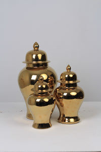 Golden Porcelain Ginger Jars with Lid & High Gloss - GS Productions