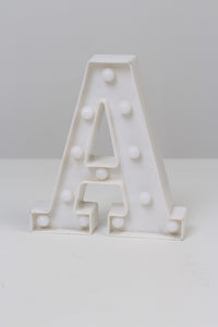 White A Alphabetic Decoration Piece with Mini Bulbs 8" x 9" - GS Productions