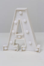 Load image into Gallery viewer, White A Alphabetic Decoration Piece with Mini Bulbs 8&quot; x 9&quot; - GS Productions
