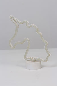 White Unicorn Decoration Piece with Tube Led Light 9" x 12" - GS Productions