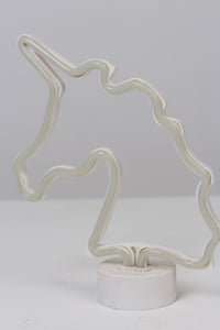 White Unicorn Decoration Piece with Tube Led Light 9" x 12" - GS Productions