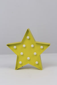 Yellow Star Shaped Decoration Piece with Mini Led Bulb 9" x 10" - GS Productions