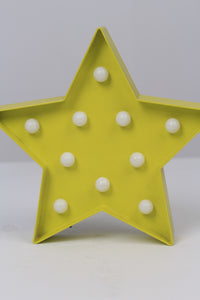 Yellow Star Shaped Decoration Piece with Mini Led Bulb 9" x 10" - GS Productions
