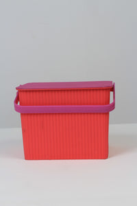 Neon,Red & Pink Plastic Bucket with Lid & Handle 9" x 9" - GS Productions