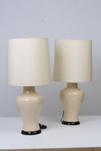 Load image into Gallery viewer, Set of 2 Beige &amp; oOff-white Contemporary/Classic Ceramic Table Lamps 8&quot; x 22&quot; - GS Productions
